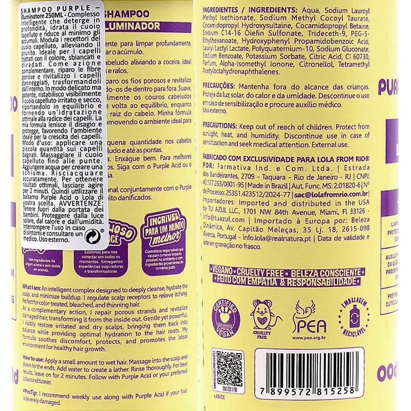 Lola From Rio Purple Shampoo Iluminador 250ml - shampooing brillance