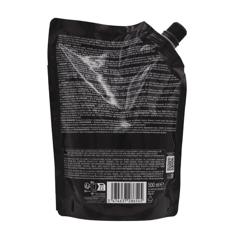 Redken AcidicColor Gloss Refill Shampoo 500ml - éco-recharge shampooing cheveux colorés