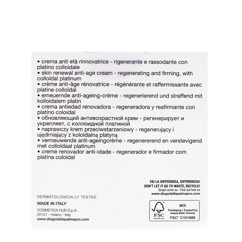 Diego dalla Palma Professional Icon Time Platinum Skin Renewal Anti-age Cream 50ml - crème régénérante anti-âge