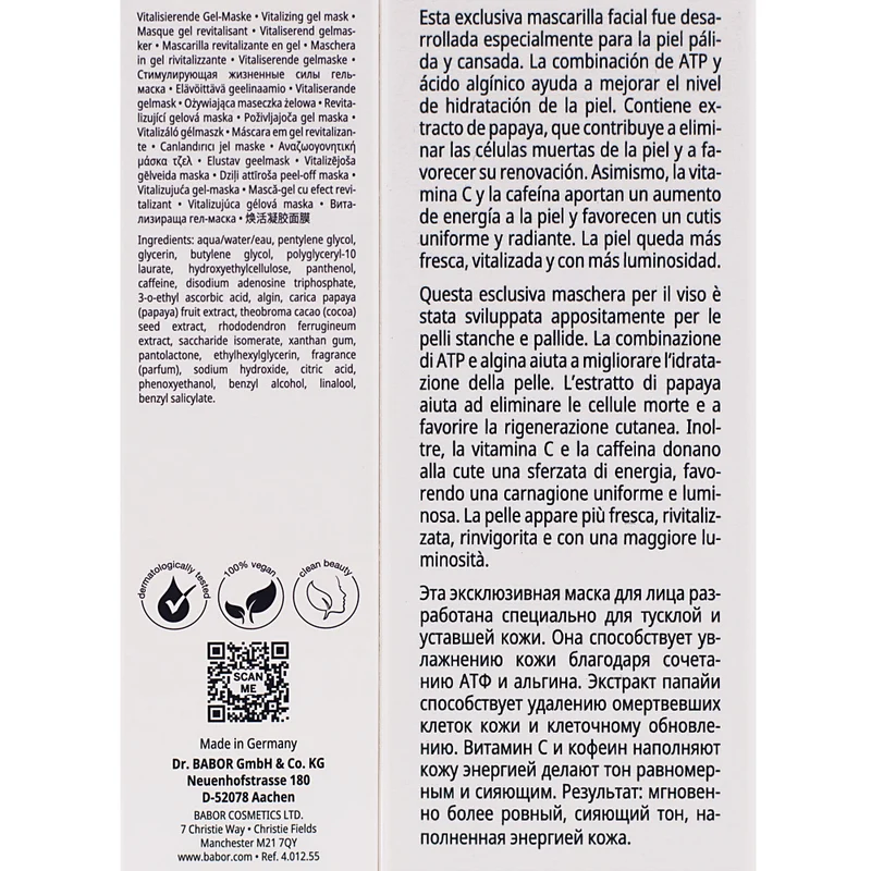 Babor Skinovage Vitalizing Mask 50ml - masque revitalisant visage