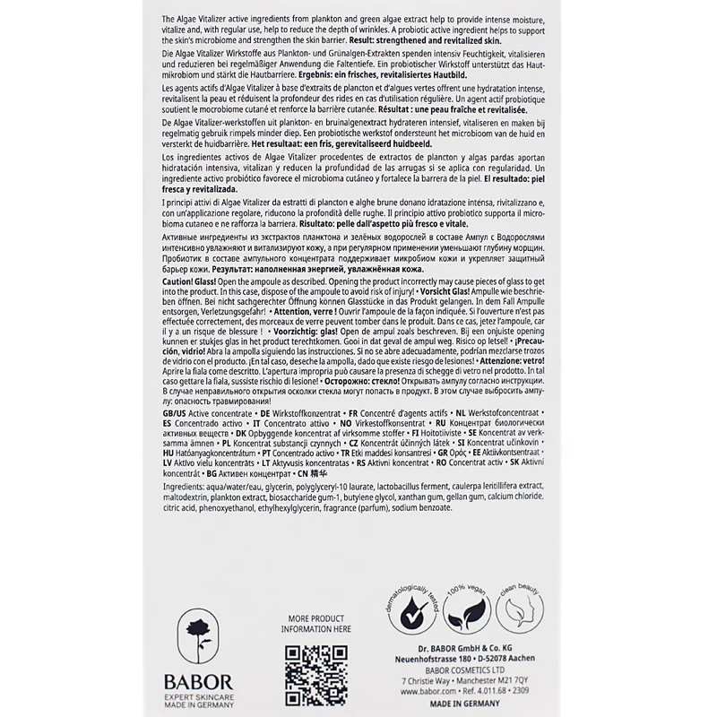 Babor Ampoule Concentrates Algae Vitalizer 7x2ml - ampoules concentrées peaux sèches et ternes