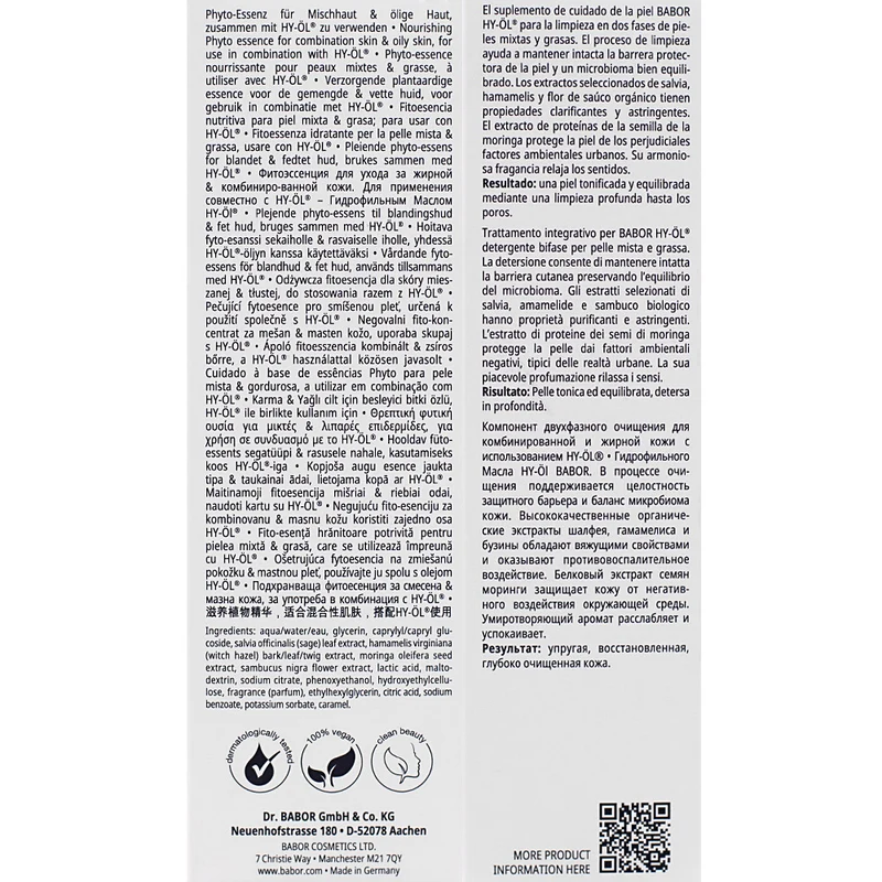Babor Phyto HY-ÖL Booster Balancing 100ml - nettoyant visage peaux mixtes