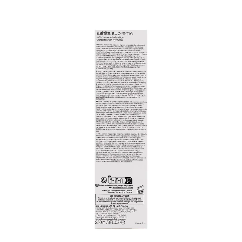 Shu Uemura Ashita Supreme Conditioner 250ml - conditionneur revitalisant avec extrait d'ashita et acide férulique