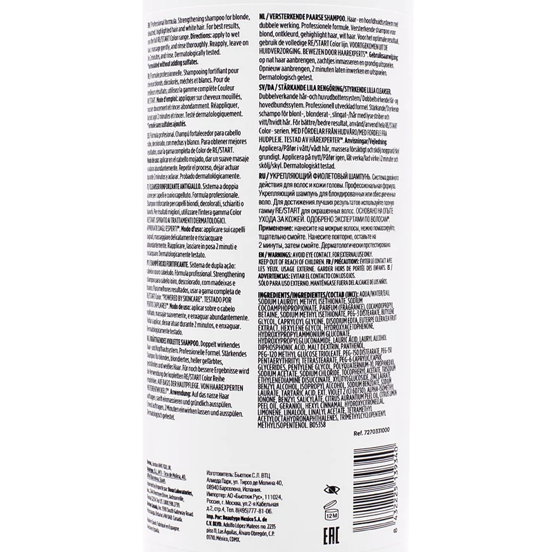 Revlon Restart Color Sthrengthening Purple Cleanser 1000ml - shampooing fortifiant anti-jaunissement