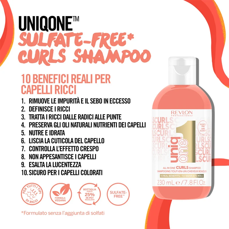 Revlon Uniq One ​​​​Curls Shampoo 230ml - shampooing cheveux bouclés et ondulés