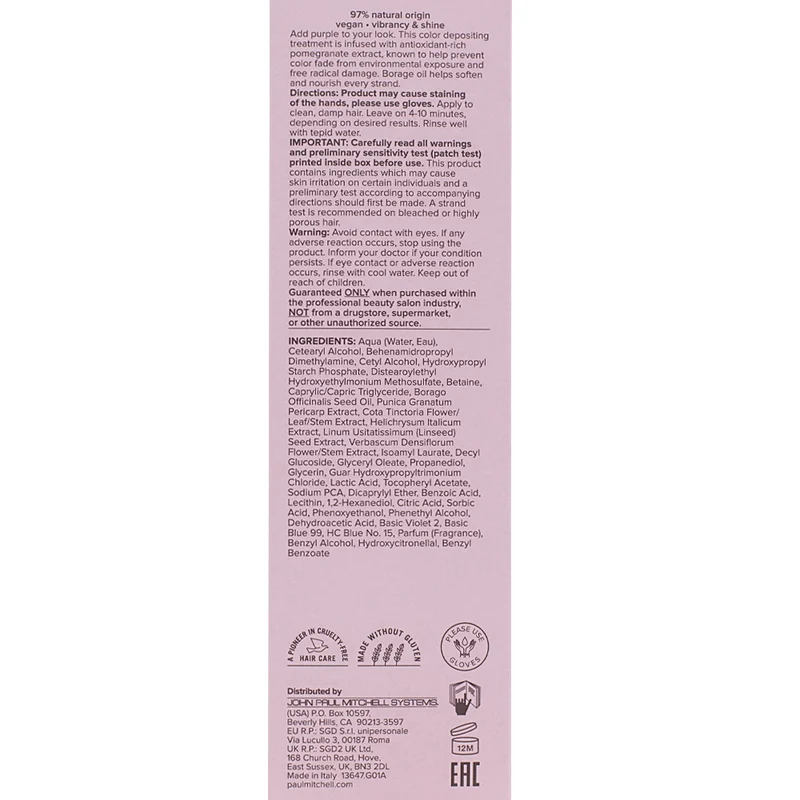 Paul Mitchell Clean Beauty Color Depositing Treatment Amethyst 150ml - traitement de coloration