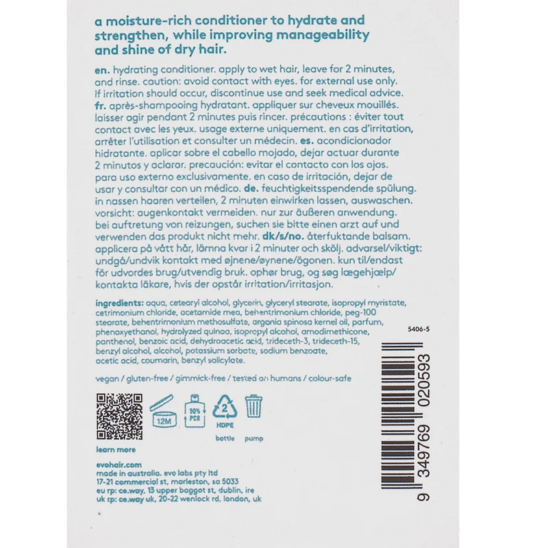 Evo Hydrating The Therapist Hydrating Conditioner 300ml - conditionneur hydratant
