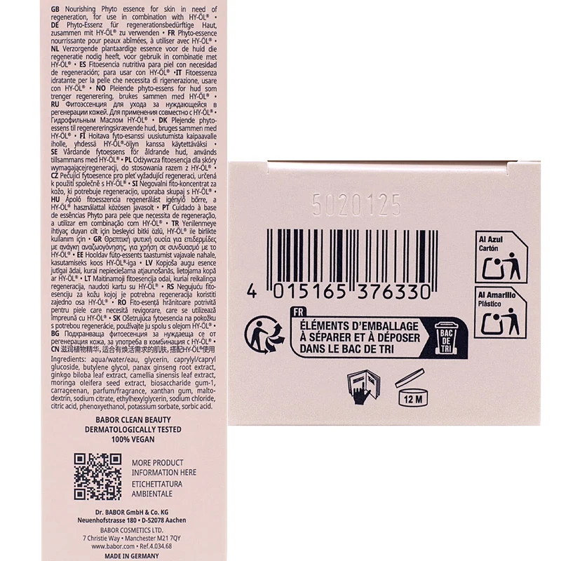 Babor Phyto HY-ÖL Booster Reactivating 100ml - nettoyant visage peau mature