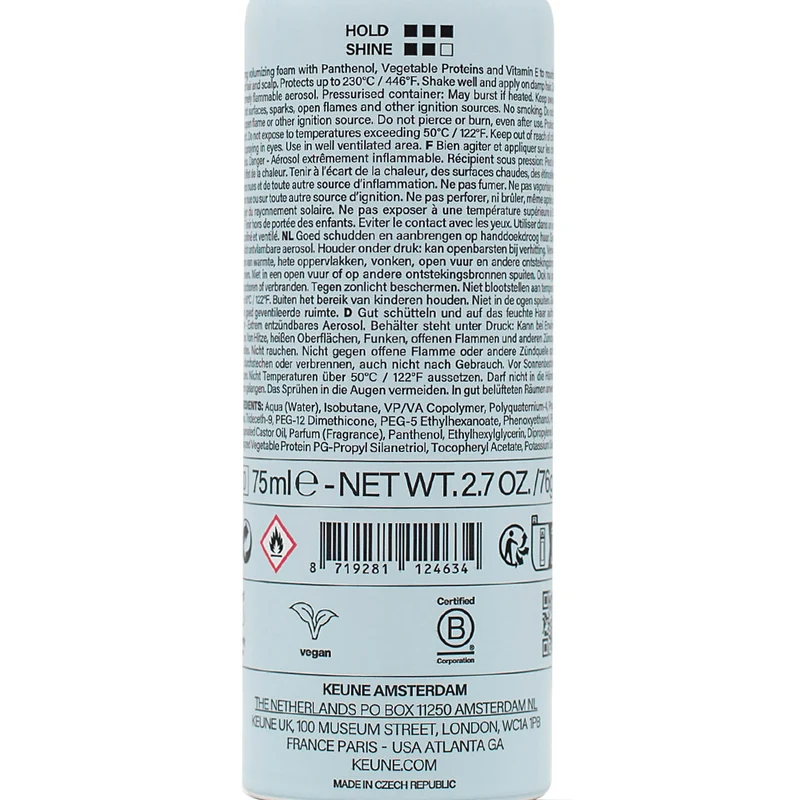 Keune Style Velvet Cloud Strong Volume Foam 75ml - mousse volumisante tenue forte