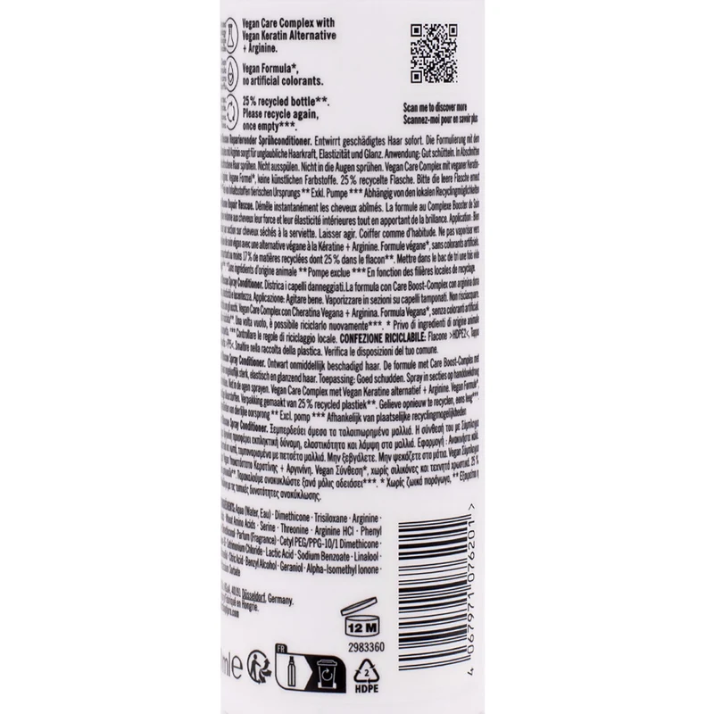 Schwarzkopf BC Bonacure Repair Rescue Spray Conditioner Care Booster Complex 200ml - cheveux abîmés