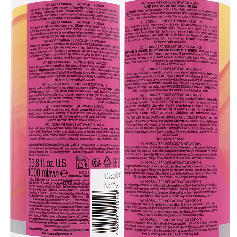 Schwarzkopf Igora Vibrance Activator Lotion 1,9% 6 Vol 1000ml - oxygène