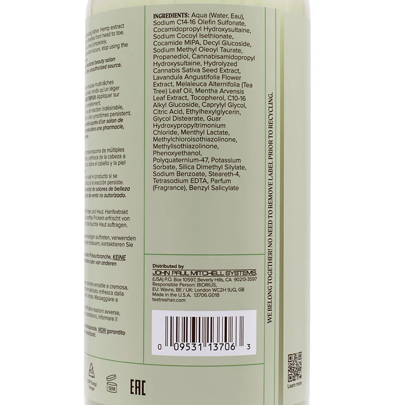 Paul Mitchell Tea Tree Hemp Restoring Shampoo & Body Wash 1000ml - nettoyant 2 en 1