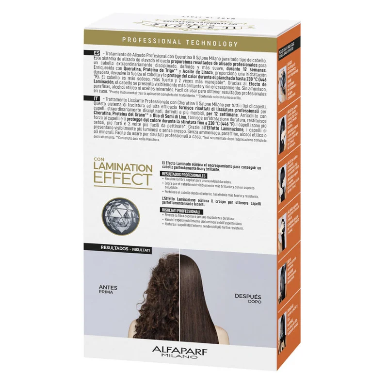 Alfaparf Milano Il Salone Straight Kit Linseed Oil - soin lissant pour tous types de cheveux