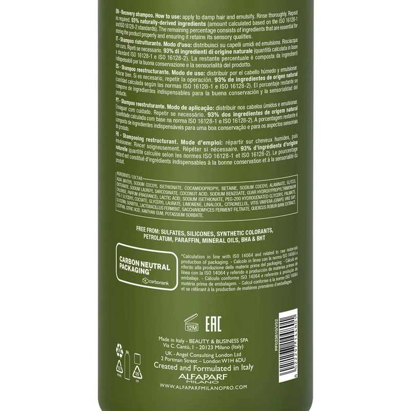 Alfaparf Milano Benvoleo Recovery Shampoo 1000ml - shampooing restructurant