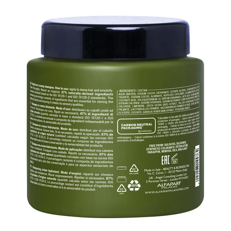 Alfaparf Milano Benvoleo Hydration Creamy Shampoo 450ml - shampoing crème hydratant