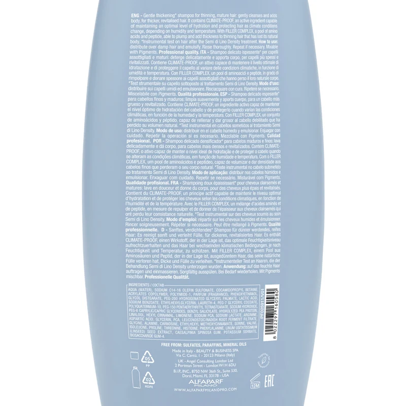 Alfaparf Milano Semi Di Lino Density Thickening Low Shampoo 1000ml - shampooing épaississant