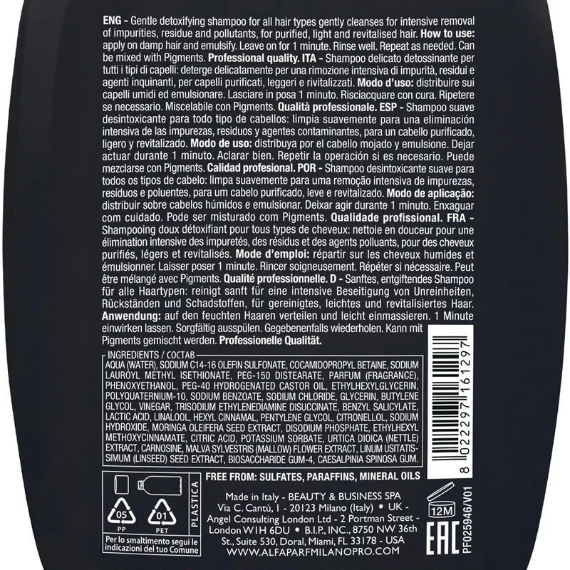 Alfaparf Milano Semi Di Lino Sublime Detoxifying Low Shampoo 250ml - shampooing détoxifiant délicat
