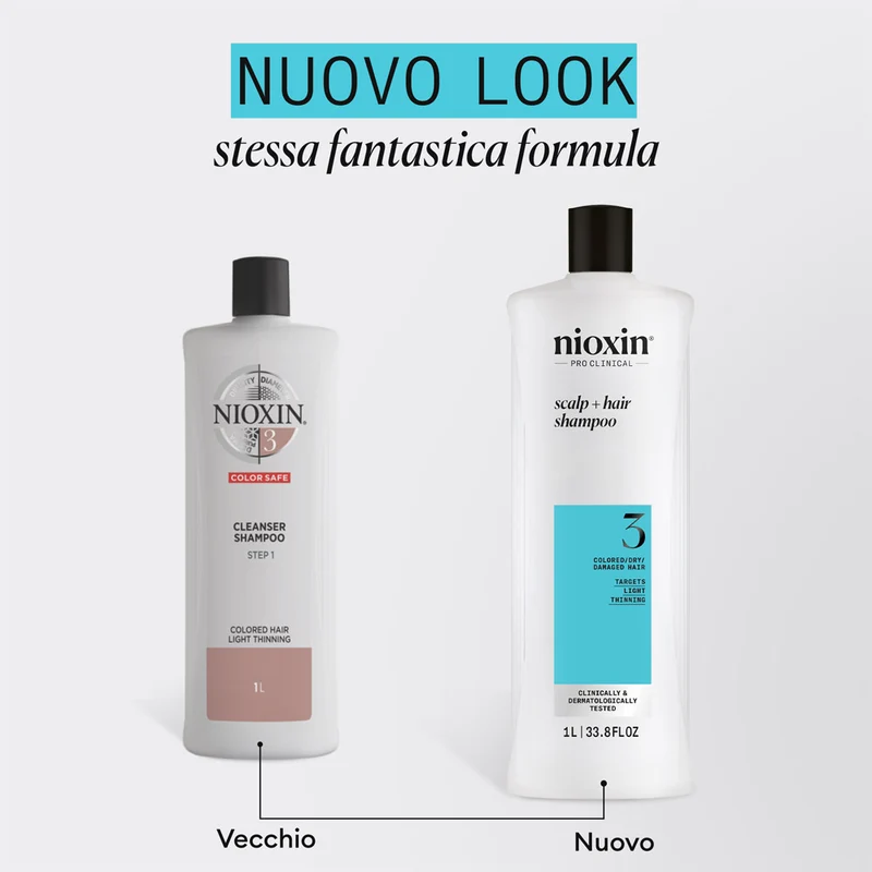 Nioxin Système 3 Scalp + Hair Shampoo 1000ml - shampooing cheveux légèrement clairsemés