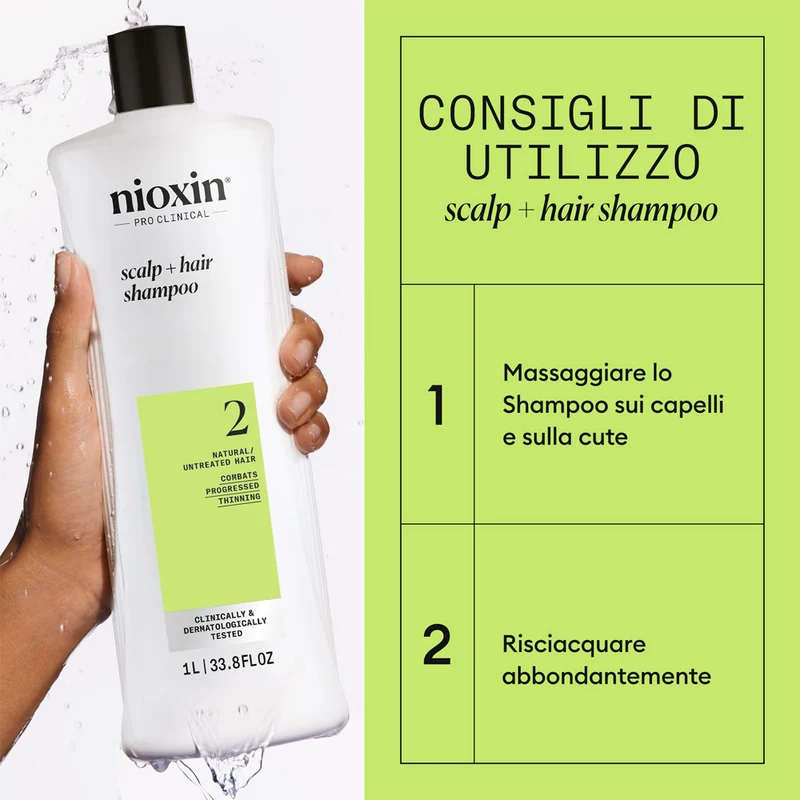 Nioxin Système 2 Scalp + Hair Shampoo 1000ml - shampooing anti amincissement avancé