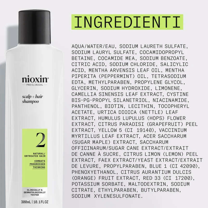 Nioxin Système 2 Scalp + Hair Shampoo 300ml - shampooing anti amincissement avancé