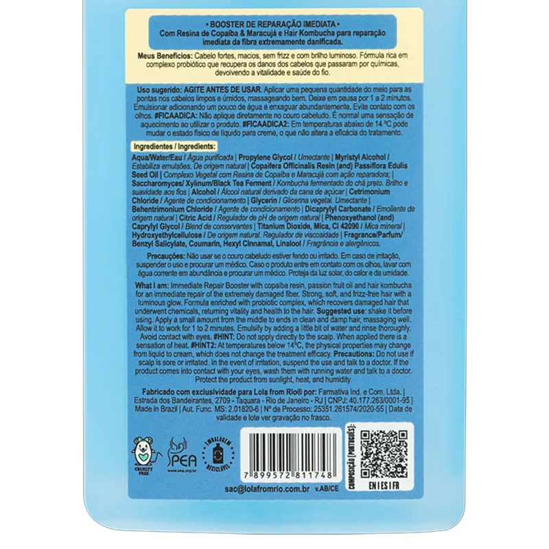 Lola From Rio Danos Vorazes Booster De Reparação Imediata 250ml - anti-frisottis après-shampooing liquide