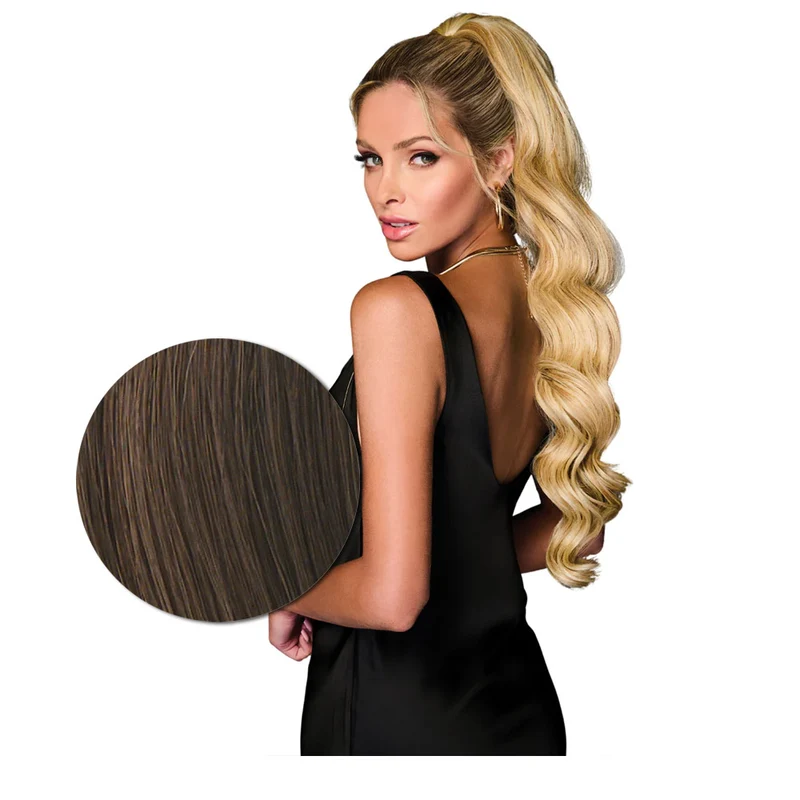 Hairdo Queue de cheval ondulée à Clip R10 Marron Clair 69cm