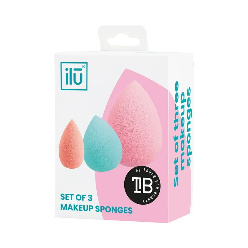 Ilū Make Up Mini Medium And Large Sponges 3pz - jeu d'éponges