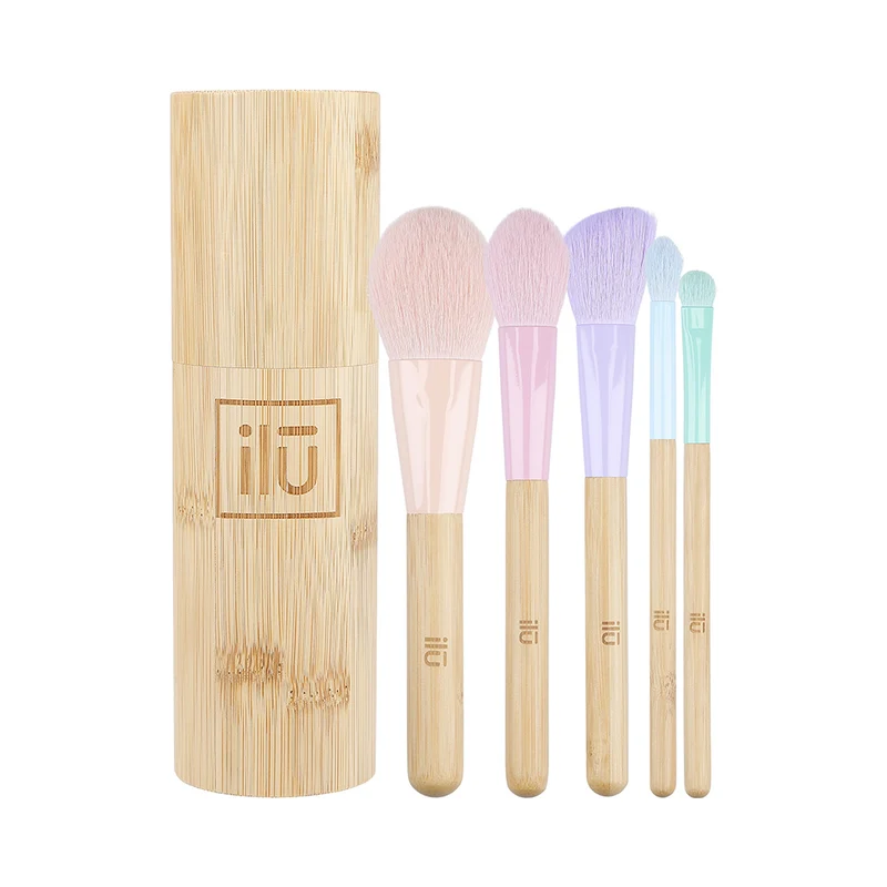 Ilū Make Up Bamboom Brush 5pz+Tube Set - set de 5 pinceaux+conteneur