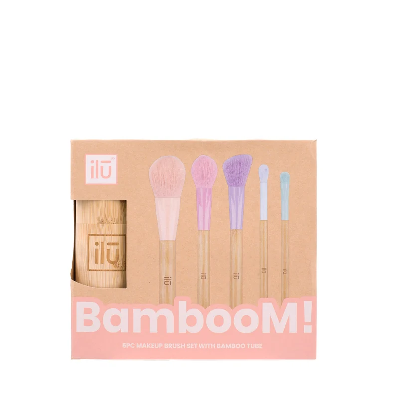 Ilū Make Up Bamboom Brush 5pz+Tube Set - set de 5 pinceaux+conteneur