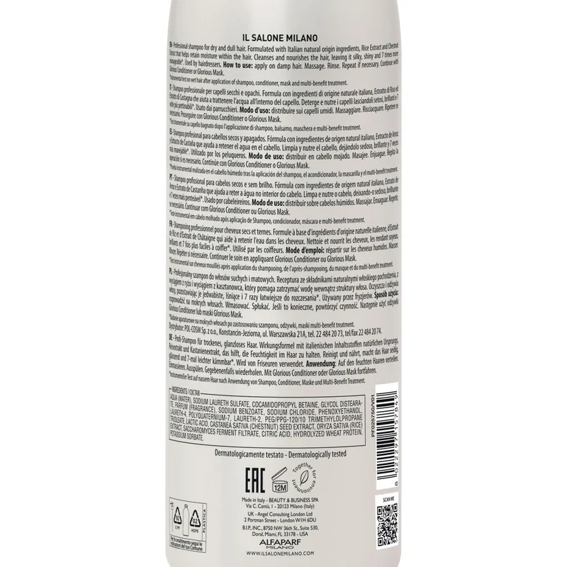 Il Salone Milano Glorious Shampoo 1000ml - shampoing pour cheveux secs et ternes