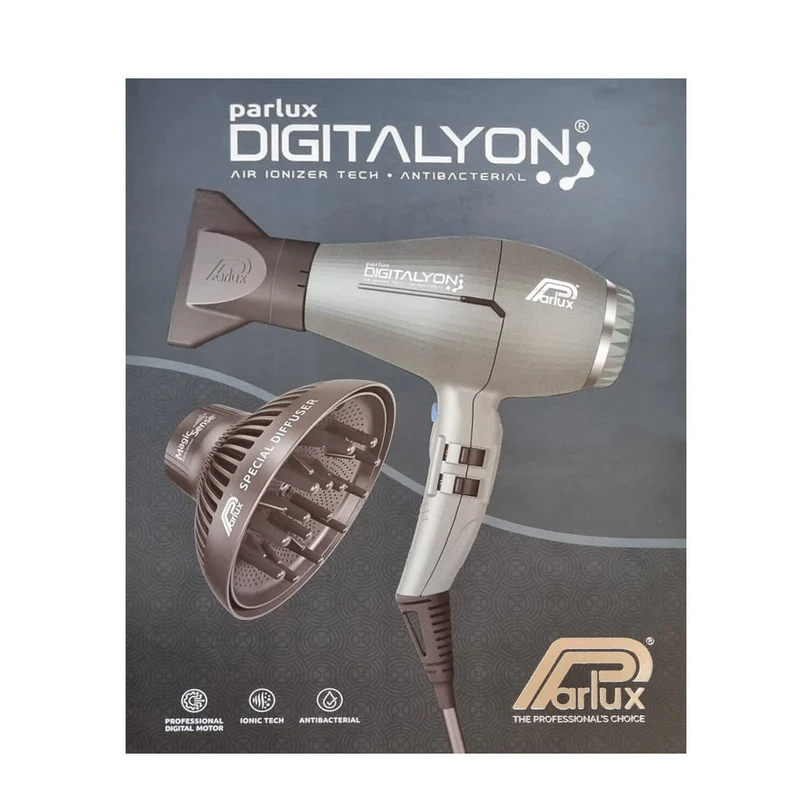 Parlux Digitalyon + Magic Sense - sèche-cheveux gris pailletté avec diffuseur