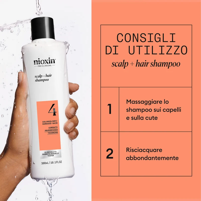 Nioxin Système 4 Scalp + Hair Shampoo 300ml - shampooing fortifiant pour cheveux abîmés