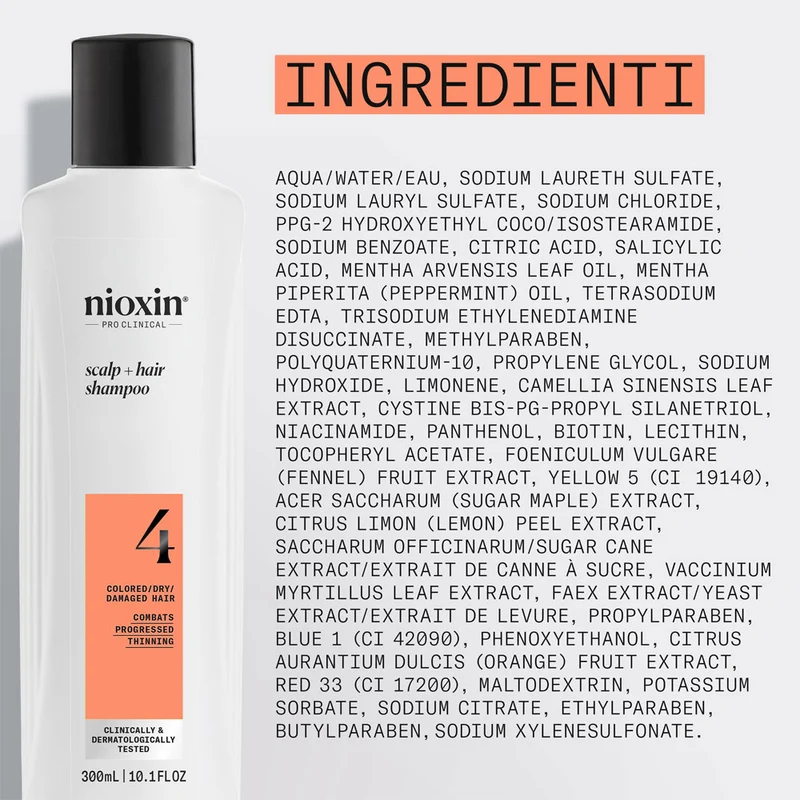 Nioxin Système 4 Scalp + Hair Shampoo 300ml - shampooing fortifiant pour cheveux abîmés