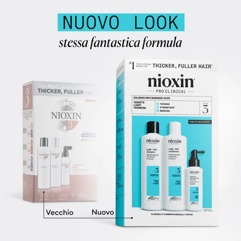 Nioxin Système 3 Kit Triphasique 300ml - kit cheveux légèrement clairsemés