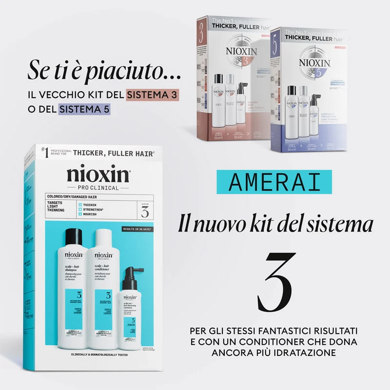 Nioxin Système 3 Kit Triphasique 300ml - kit cheveux légèrement clairsemés
