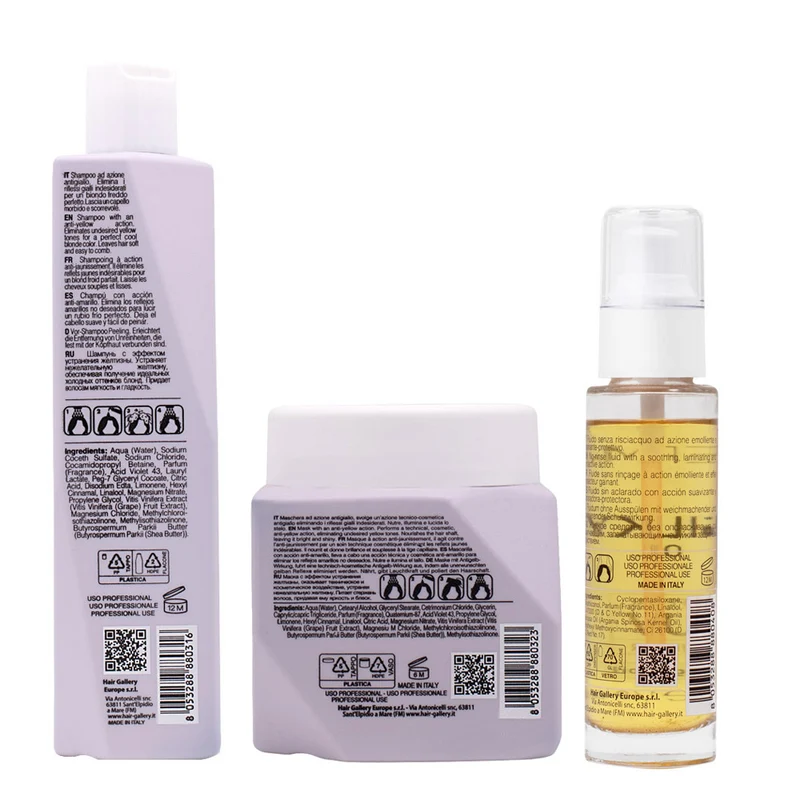 VIAHERMADA Anti-Yellow Shampoo 250ml Mask 250ml Silky Oil 50ml