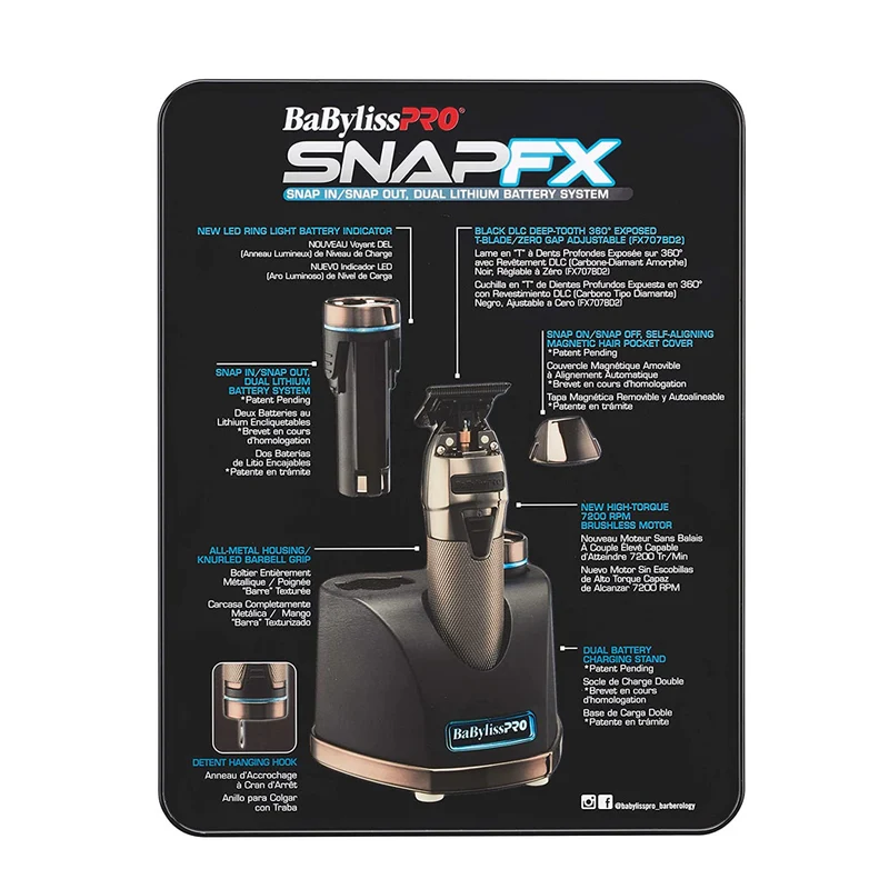 Babyliss Pro 4Artist Snapfx Trimmer FX797E - trimmer à double batterie au lithium