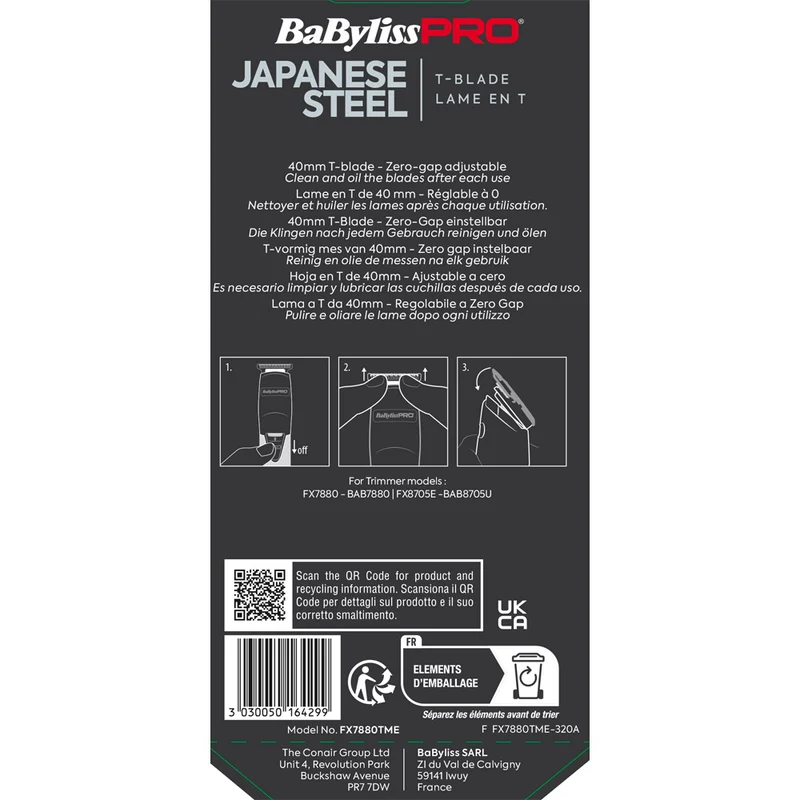 Babyliss Pro 4Artist Tête de rechange en T 40mm pour FX7880 ROSE GOLD et FX8705E