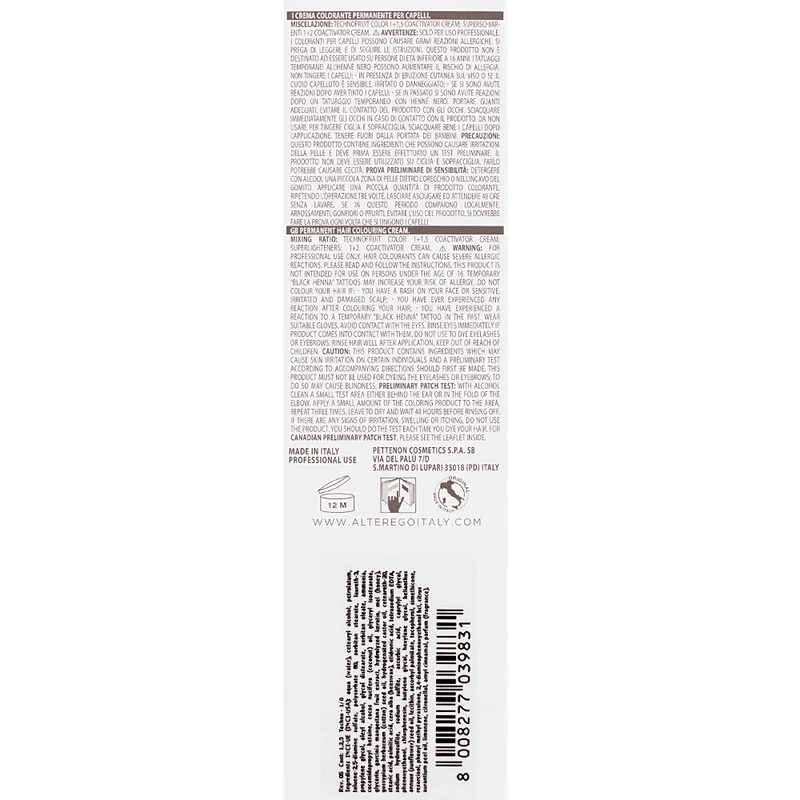 Alterego Technofruit Color 1/0 Noir 100ml - coloration permanente