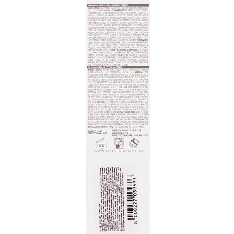 Alterego Technofruit Color 5/00 Châtain Clair Profond 100 ml - coloration permanente
