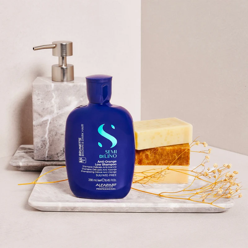 Alfaparf Milano Semi di Lino Brunette Anti-Orange Low Shampoo 250ml - shampooing doux anti-orange