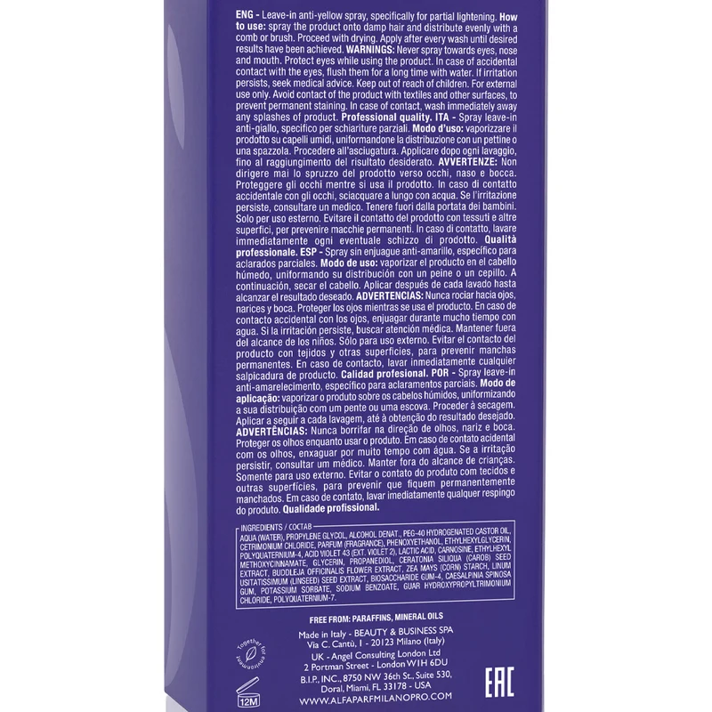 Alfaparf Milano Semi di Lino Blonde Anti-Yellow Spray 125ml - spray anti-jaune