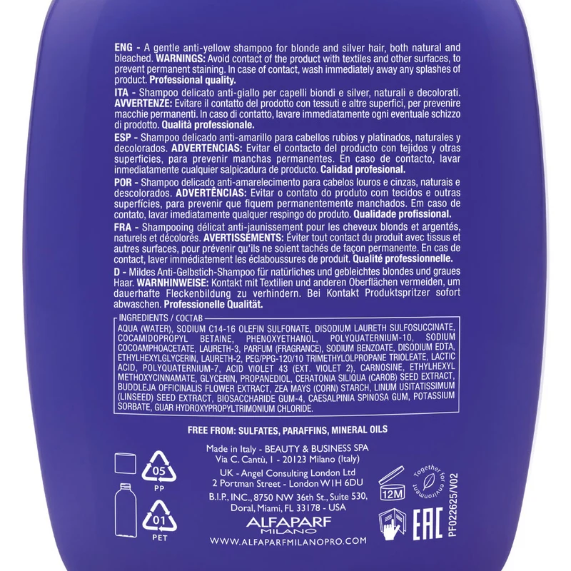 Alfaparf Milano Semi di Lino Blonde Anti Yellow Low Shampoo 250ml - shampooing doux anti-jaune
