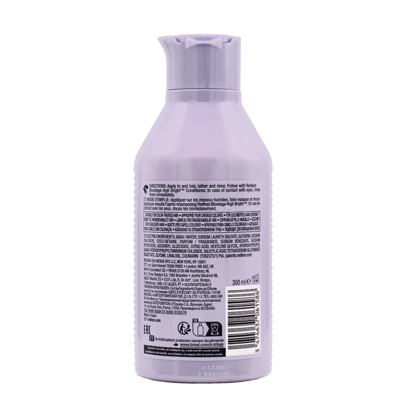 Redken Blondage High Bright Shampoo 300ml - shampooing pour cheveux blonds et brillants