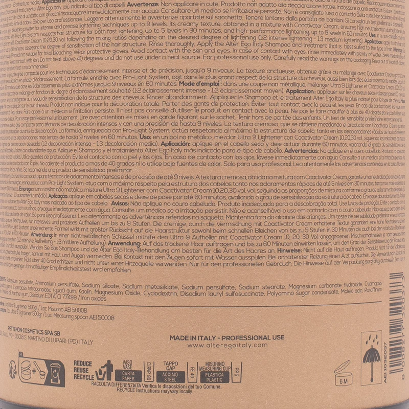 Alterego Blondego Ultra 9 Lightener 500gr - poudre décolorante grise compacte