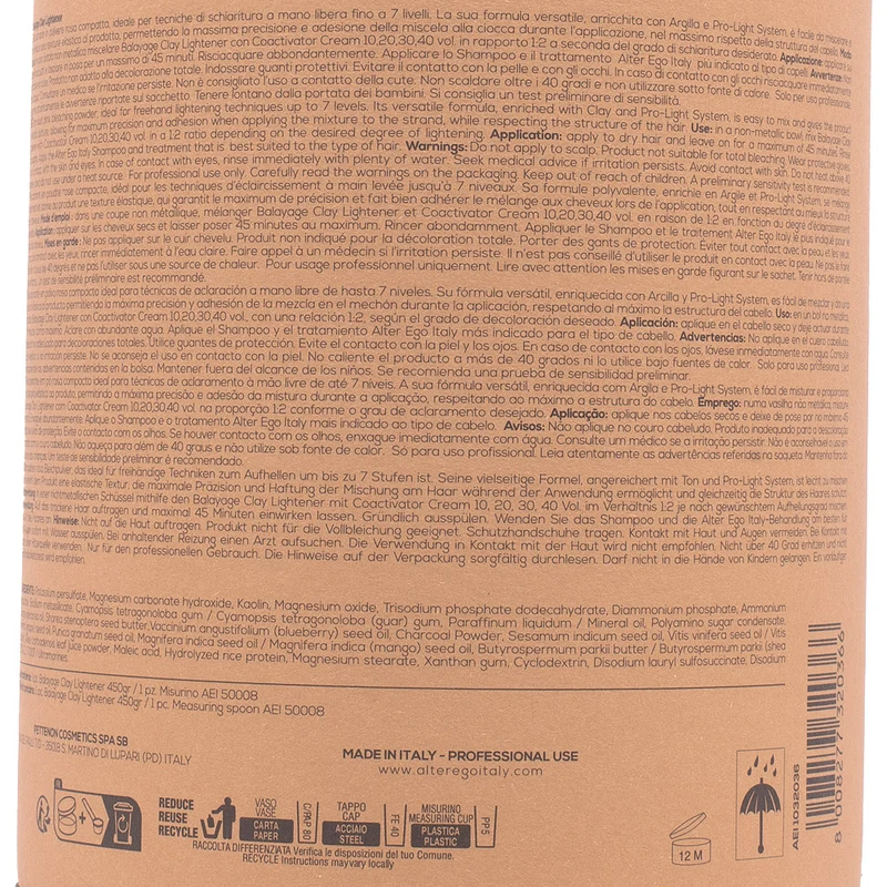 Alterego Blondego Balayage Clay Lightener 450gr - poudre décolorante rose compacte