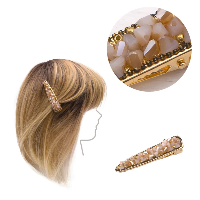 VIAHERMADA Barrette à cheveux de Perles de verre beige