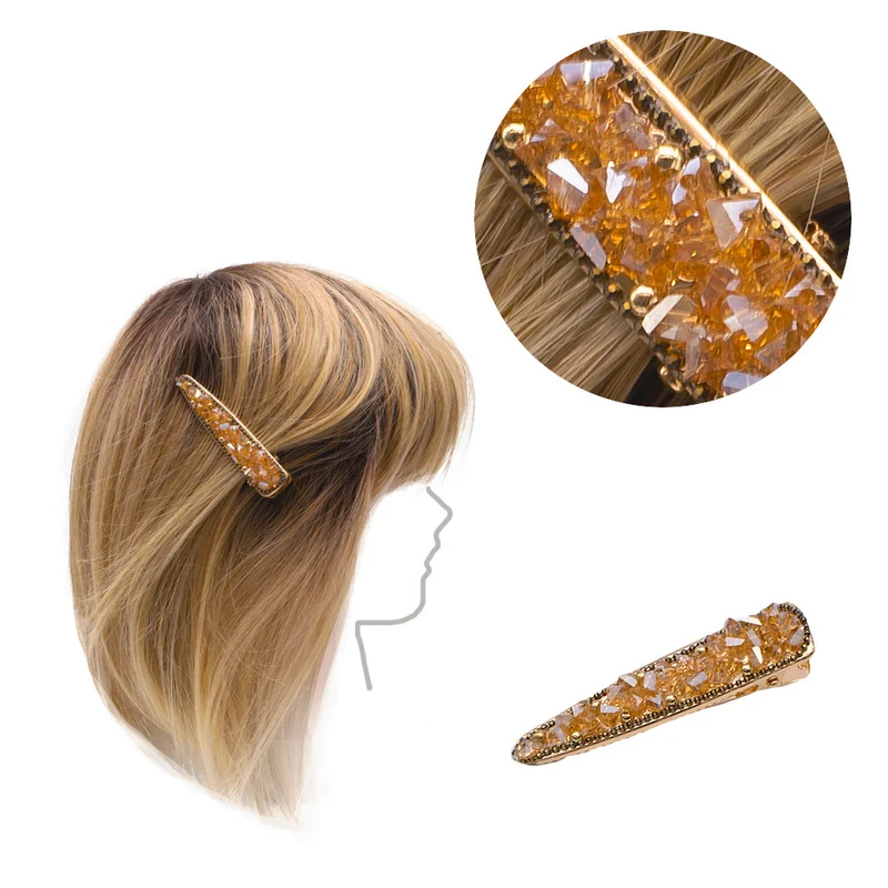 VIAHERMADA Barrette à cheveux de Perles de verre ambré