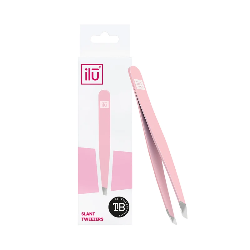 Ilū Make Up Tweezers Slant Pink - pinces à épiler