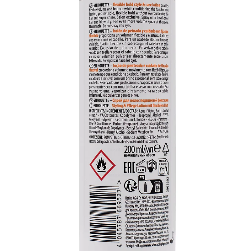 Schwarzkopf Silhouette Flexible Hold Lozione Care & Style 200ml - mousse volumisante